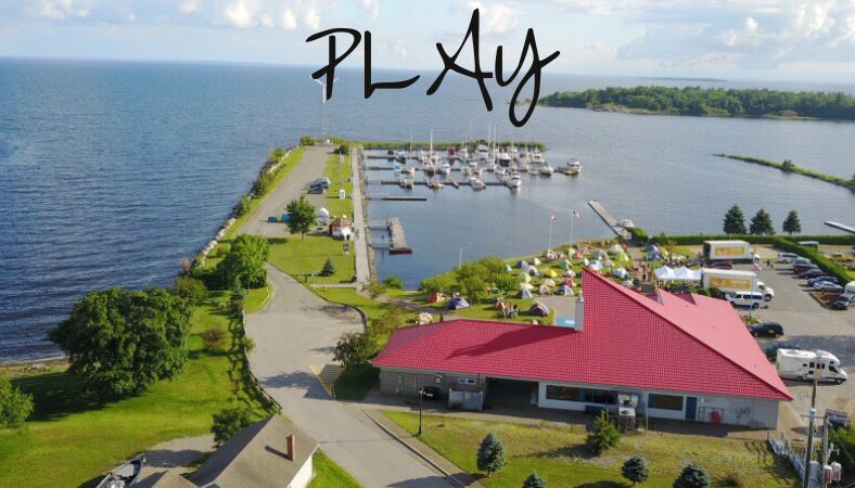 arial image of blind river marina