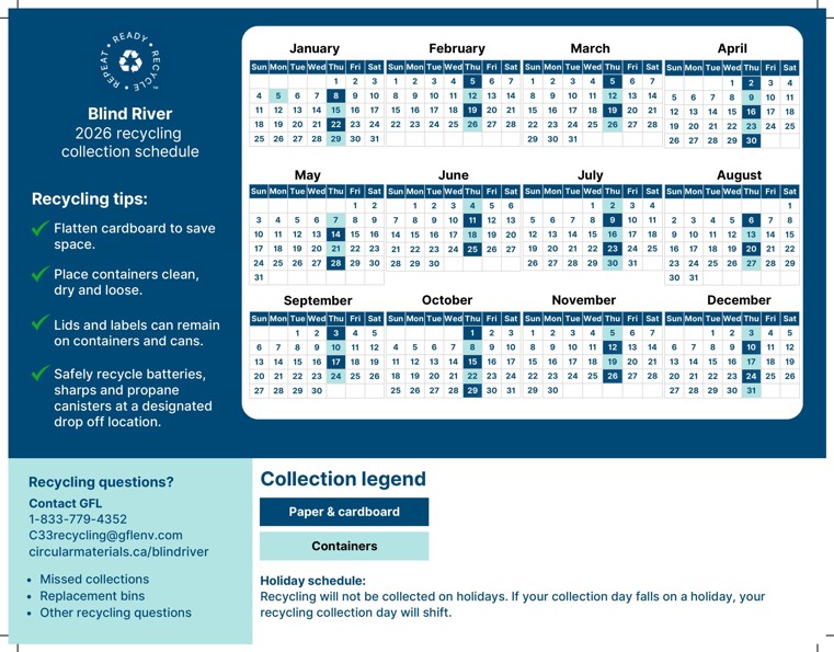 2026 Recycling Calendar