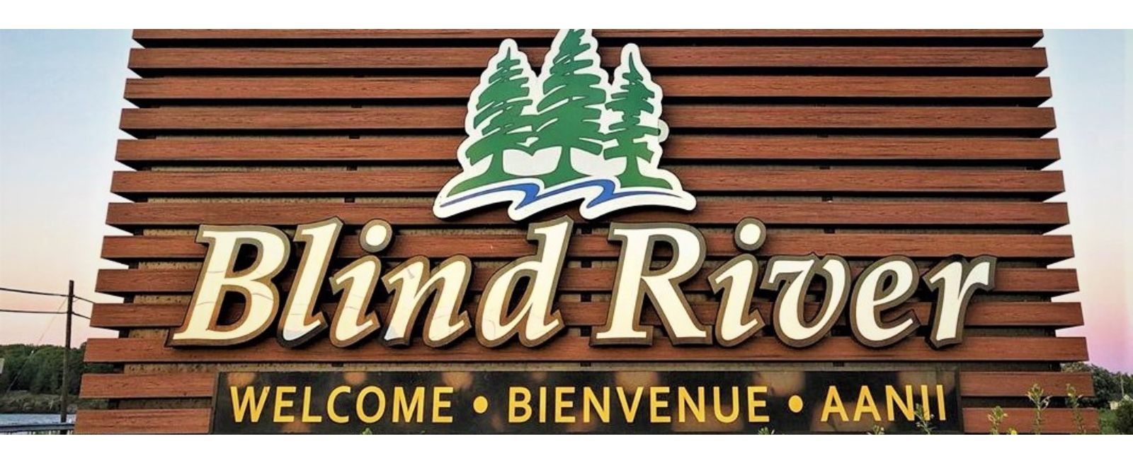 welcome to blind river sign